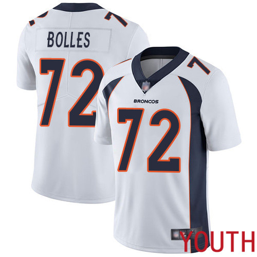 Youth Denver Broncos #72 Garett Bolles White Vapor Untouchable Limited Player Football NFL Jersey
